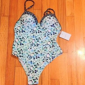 cupshe | blue floral one-piece swimsuit